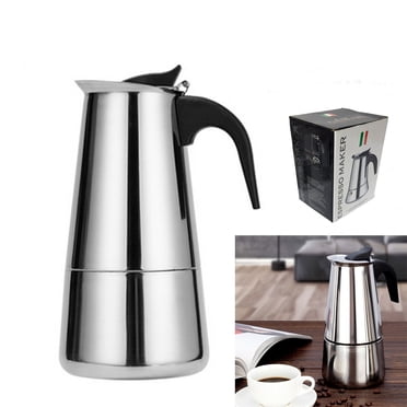 Stainless Steel Italian Espresso Coffee Stovetop Coffee Maker Moka Pot Percolator (6 Cup/300 ML)