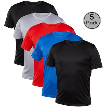 Blank Activewear Lot de 5 T-Shirts pour Hommes, Tissu de Performance à Séchage Rapide