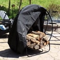 thumbnail image 2 of Sunnydaze Outdoor Heavy-Duty Steel Firewood Log Hoop Storage Rack with Weather-Resistant PVC Log Hoop Cover - 40" - Black, 2 of 10