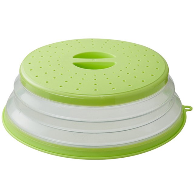 Retrok Microwave Cover Foldable Microwave Lid with Hook Design Multi-purpose Microwave Sleeve Collapsible Food Plate Cover BPA-Free & Non-Toxic for Fruit Vegetables Kitchen Cooking (Green)