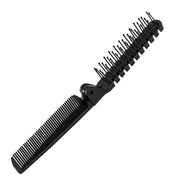Unique Bargains Peigne à Cheveux de Voyage pour Femmes en Plastique à Double Tête à Dents Pliable Noir