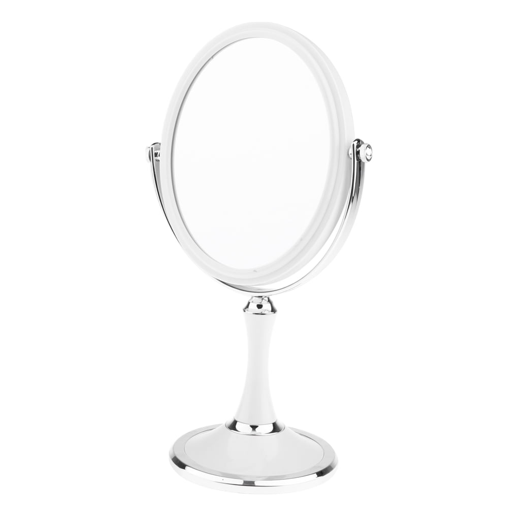 TISHITA Bathroom Two Sided Freestanding Pedestal Makeup Shaving 3X Magnifying Mirror - Oval