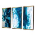 thumbnail image 3 of Designart "Blue Onyx Marble Essence" Abstract Framed Wall Art Set Of 3 - Teal Abstract Frame Gallery Wall Set For Home Decor, 3 of 6