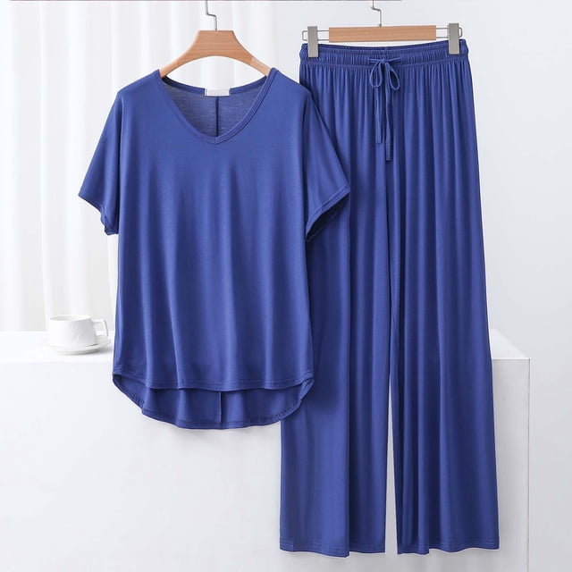 Weiqiqre Ensembles de Pyjama pour Femmes Pyjamas Rafraîchissants Ensembles Assortis d'Été Manches Courtes Ensemble de Détente Femmes