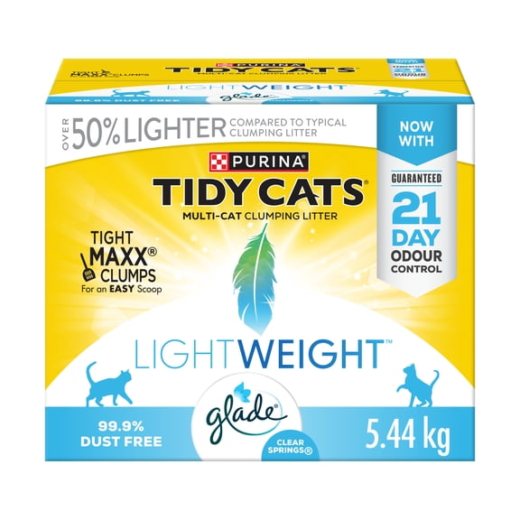 Purina Tidy Cats LightWeight with Glade Clear Springs Multi-Cat, Clumping Litter 5.44 kg