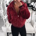 thumbnail image 2 of WEIYLL Fleece Jacket Women Long Sleeve Pocket Pure Color Bunny Wine Fall Tops Size M, 2 of 6