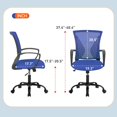 thumbnail image 3 of FDW Ergonomic Office Chair, Mid-Back Adjustable Rolling Swivel Task Chair with Armrests & Lumbar Support, Mesh, Blue, 3 of 7