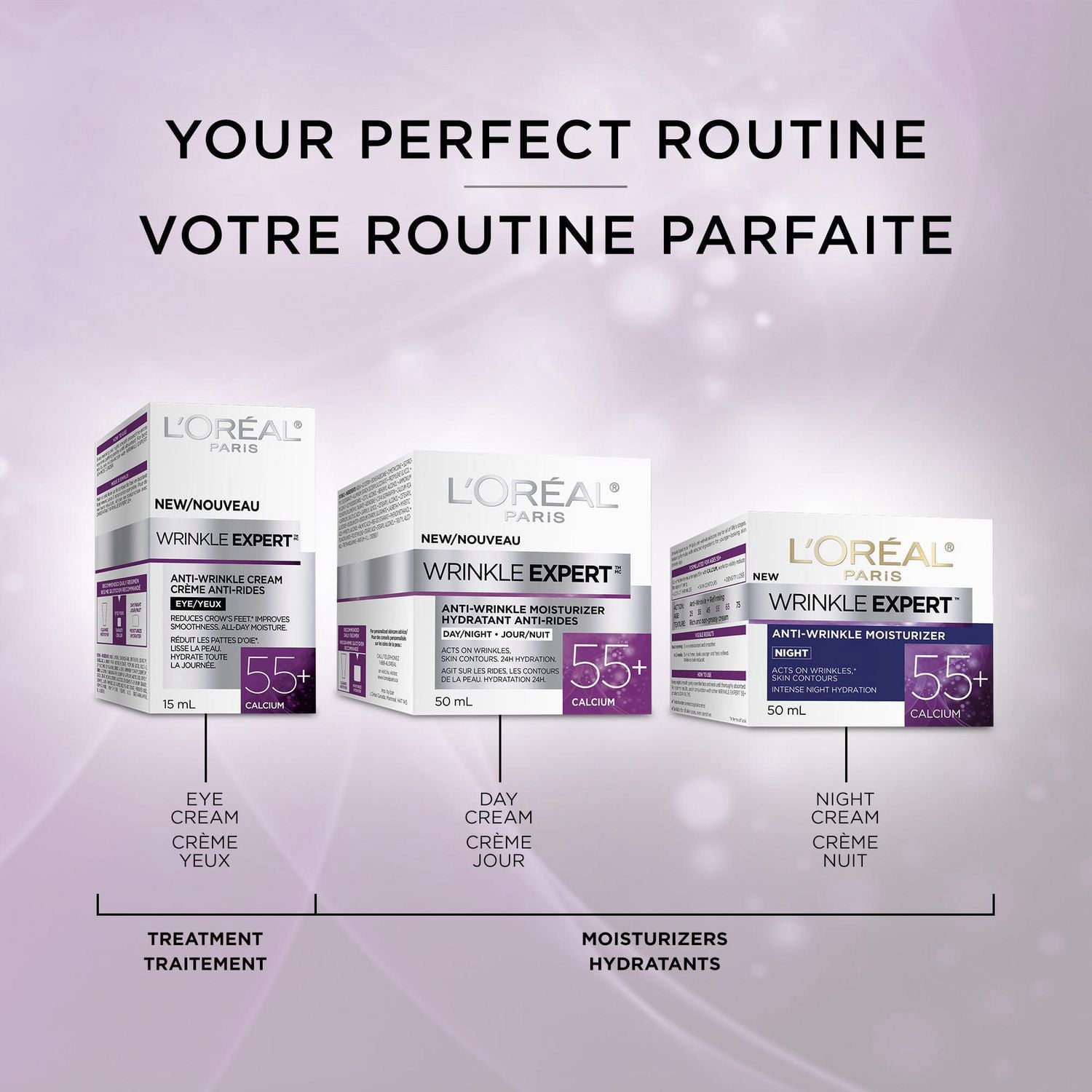 L'Oreal Paris Wrinkle Expert 55+ Crème Yeux Anti-âge avec Calcium, 15 mL