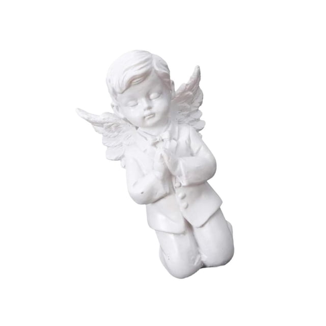 Maytalsory Resin White Angel Statue Elegant Desktop Decor Collection Window Props for Christmas prayer boy 1Set
