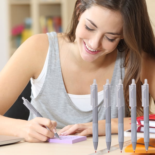 Gel Pens 0.5mm Fine Point Black Ink | 5 Pack Smooth Writing Frosted Non-Slip Grip | Multicolor Professional Office Journal Note Pens | Durable Clip | 2ml Each | 15cm Size | Gift Set