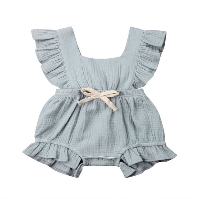 Barboteuse à Volants en Coton pour Nouveau-Née Fille