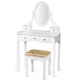 thumbnail image 1 of Costway Vanity Table Set Dressing Table Set W/5 Drawer Make Up Table and Stool Set White, 1 of 10