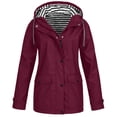 thumbnail image 2 of Kcodviy Plus Manteau Extérieur Coupe-Vent en Molleton à Capuche Uni Imperméable Femmes Vestes Légères Manteau d'Extérieur Imperméable Imperméable Manteau de Piscine pour Femmes Manteau pour Femmes, 2 of 7