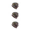 thumbnail image 2 of Maytalsory Bonnet Ethnique Style Hijab Imprimé Floral Coloré Turban Réglable Protection des Oreilles Accessoires de Style Bonnet Noir Floral 3Set, 2 of 6