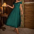 thumbnail image 2 of B91xZ Robes d'Été pour Femmes une Épaule Sans Manches Froncée Torsadée Robes Maxi Fluides, Vert TG, 2 of 5