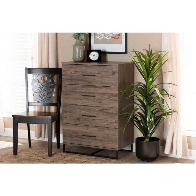 Baxton Studio Daxton Moderne et Contemporain Bois Finition Chêne Rustique Commode de Rangement 4 Tiroirs