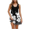 thumbnail image 2 of Ovzne Robes d'Été pour Femmes 2025 Robe de Plage Robe Décontractée et Tendance pour Femmes Imprimée Col Rond Sans Manches avec Poche Robe Courte Décontractée Grande Taille Robe Maxi Imprimée Liquidation, 2 of 6