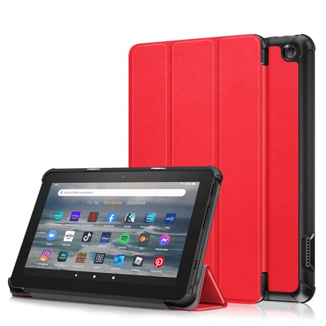 For All-New Fire 7 Fire7 2022 Case Folding Stand Magnetic Hard PC Back Cover for Amazon Fire 7 2022 Tablet Case 12th Generation Red Fire 7 2022 12th Gen