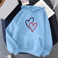 thumbnail image 2 of CEHVOM Women's Comfortable Sweater Heart Pattern Printed Women's Hooded Pocket Drawstring Sweater Clearance, 2 of 4