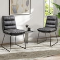 thumbnail image 4 of Homy Casa 2-Piece Dining Chairs, Grey Faux Leather Padded Side Chairs with Metal Sled Legs for Kitchen Dining Room, 4 of 13