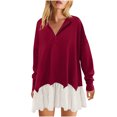thumbnail image 2 of DPTALR Women's Fashionable Long Sleeved Button Up Collared Sweatshirt Dress, 2 of 5