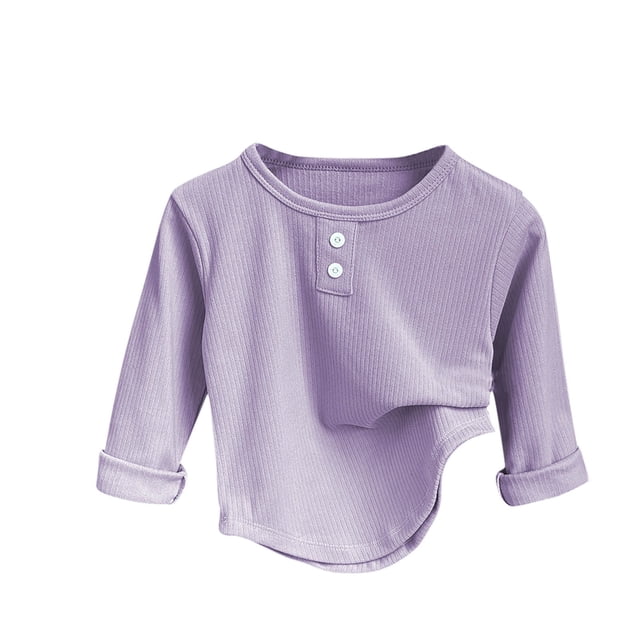 2025 Chemise de Base pour Filles Garçons Col Rond Manches Longues Haut sous-Vêtement Violet