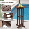 thumbnail image 4 of Gymax Table de Bar Rond de 21,5 Po pour Patio, Hauteur de Bar en HDPE, Table à Manger avec Plateau à Lattes, Brun, 4 of 8