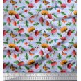 thumbnail image 1 of Soimoi Blue Rayon Fabric Leaves,Insect & Floral Artistic Printed Fabric 1 Yard 56 Inch Wide, 1 of 3