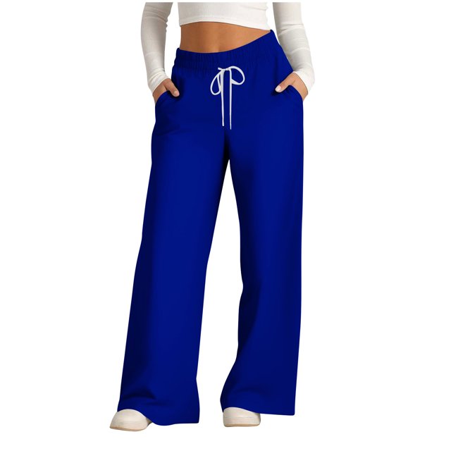 Pants for Women, Womens Fashionable Striped Printed Drawstring Wide Leg Pants