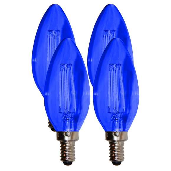 SLEEKLIGHTING 5 Watt E12 LED Filament Candelabra Blue Light Bulb, (60W Incandescent Replacement) Chandelier Torpedo Tip, Clear Glass Cover E12 Base 4 Pack