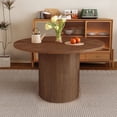 thumbnail image 1 of Wirrytor Dining Table, Modern Farmhouse Round Kitchen Table, 47 Inch Circle Dining Tables with Wood Strip Base for Kitchen Living Room,Walnut, 1 of 9