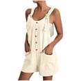 thumbnail image 1 of EQWLJWE Combishort Salopette pour Femmes, Combishorts Combinaisons Courtes pour Femmes, Combishort d'Été Sans Manches pour Femmes avec Bretelles à Nœud Ajustables, Combishorts Salopette avec Poches, 1 of 7