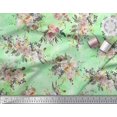 thumbnail image 3 of Soimoi Green Georgette Viscose Fabric Leaves & Ranunculus Floral Printed Craft Fabric by the Yard 42 Inch Wide, 3 of 3