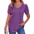 thumbnail image 4 of Birdeem Mode Décontractée Femmes Manches Courtes Col en V Bouton T-Shirt Blouse, 4 of 12