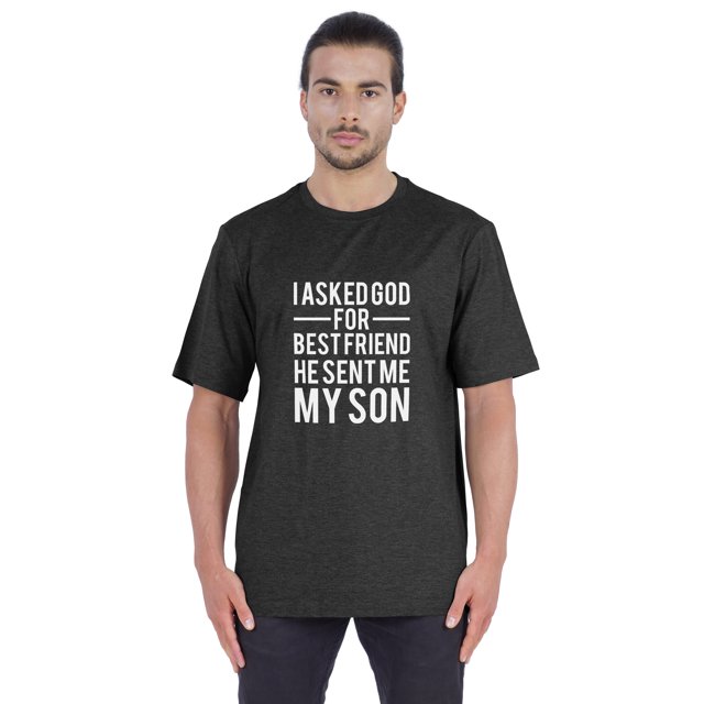 Inkmeso T-shirt à Col Rond pour Homme, Graphique Imprimé « J'ai Demandé à Dieu Mon Meilleur Ami, Il m'A Envoyé Mon Fils », Tee pour Père Fils Amour