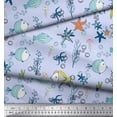 thumbnail image 2 of Soimoi Poly Georgette Fabric Fish,Coral & Starfish Ocean Decor Fabric Printed Yard 52 Inch Wide, 2 of 3