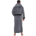 thumbnail image 4 of Men's Color Blocked Velvet Bathrobe Pajama Sleeping Robe with Hood, 4 of 5