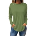 thumbnail image 1 of AherBiu Womens Long Sleeve Tops Plus Size Crewneck Basic Top Tees Shirts Solid Color Comfy Tshirts, 1 of 3