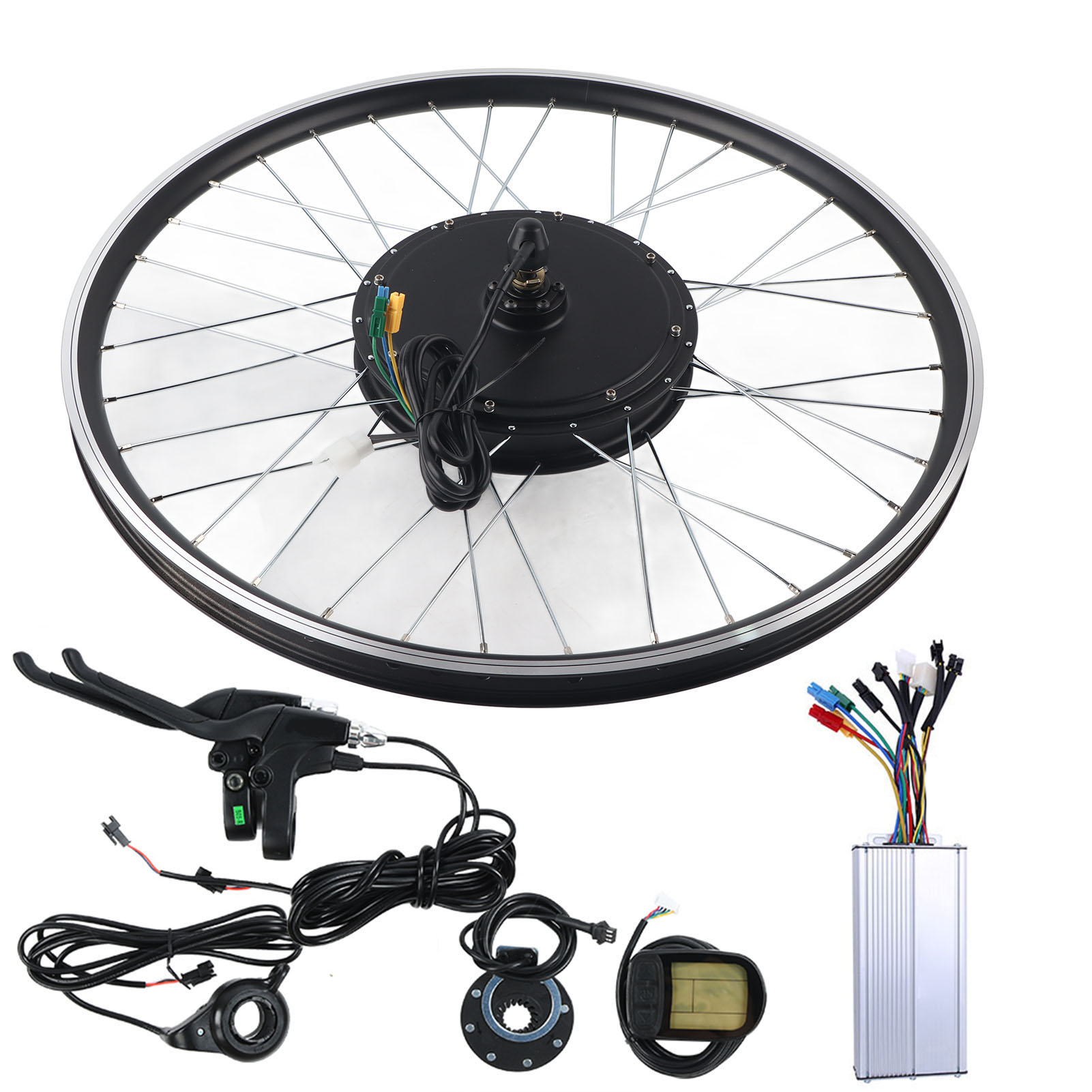 Zerodis Wheel,Mountain Bike E-bike Conversion Kit With 48V 1500W Motor 700C Wheel KT-LCD5 Meter Bicycle Motor Conversion Kit