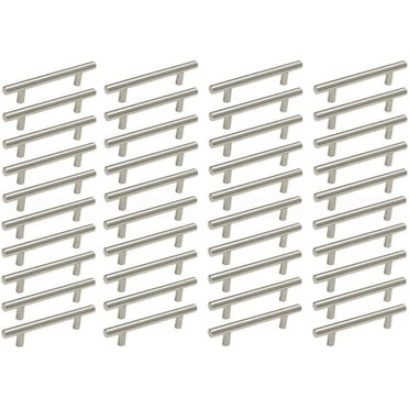 40 Pieces Pcs Stainless Steel Brushed Satin Nickle Kitchen Cabinet Pull Handles T Bar Pull; Kitchen Cabinet Hardware, Dresser Drawer Handles 5" (127mm) Overall Length 3" (76mm) Hole Centers