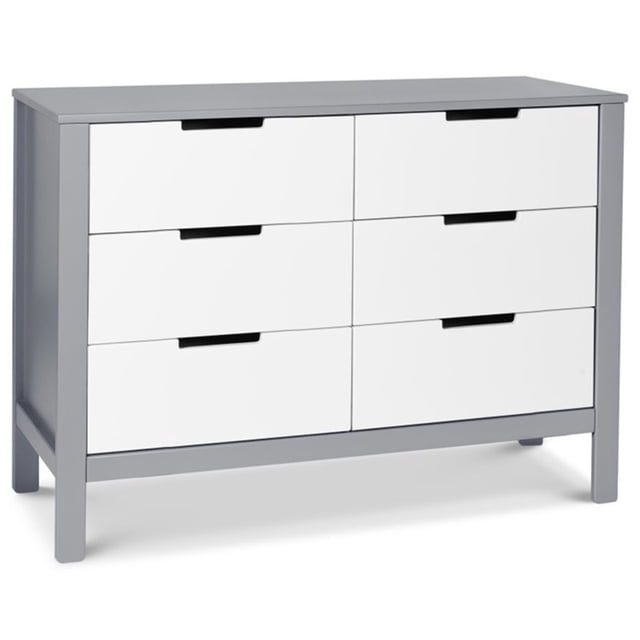 Carter's By DaVinci Colby Commode Double à 6 Tiroirs en Gris et Blanc
