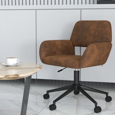 Homy Casa Adjustable Height Reception Chair - Modern Business Furniture Upholstered Swivel Chair, Brown Suede