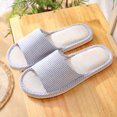 thumbnail image 2 of RKSTN Pantoufles pour Femmes Mode Couple Décontractées en Lin Bout Rond à Rayures Confortables Tongs Décontractées Chaussures d'Intérieur,Pantoufles pour Femmes Intérieur Extérieur, 2 of 3