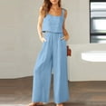 thumbnail image 1 of zanvin Ensembles 2 Pcs pour Femmes, Ensemble Décontracté 2 Pcs pour Femmes en Lin avec Short, Haut Sans Manches, Veste, Haut/chemise Sans Manches à Col Ras du Cou, 1 of 5