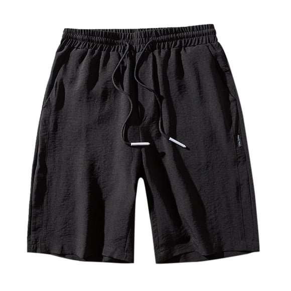 Shorts Et Bermudas Homme Men Summer Thin Breathable Solid Color Pants Cool Lightweight Drawstring Shorts Mens Cargo Shorts Black L