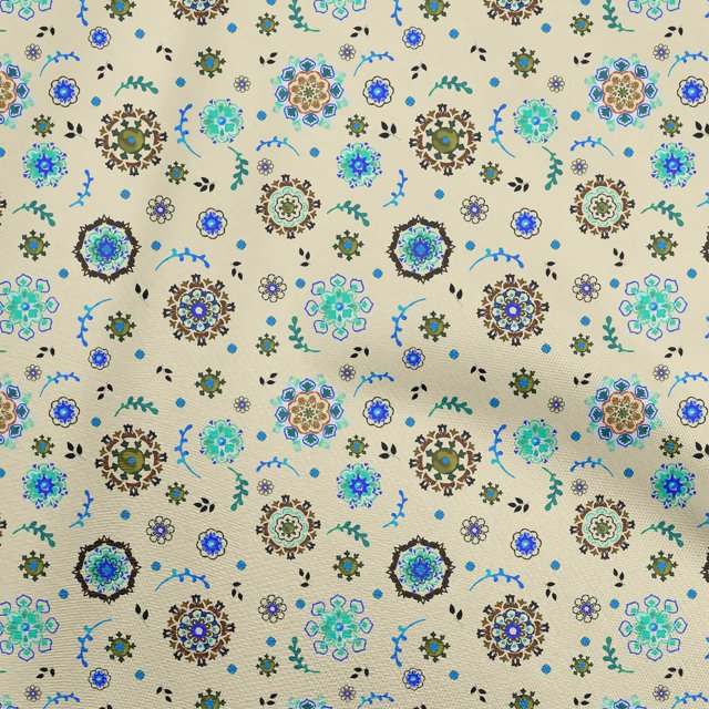 oneOone Rayon Pale Yellow Fabric Asian Suzani Craft Projects Decor Fabric Printed By The Yard 56 Inch Wide