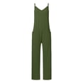 thumbnail image 3 of TrendOFT Jumpsuits For Women Casual Summer Solid Loose Pocket Spaghetti Strap Wide Leg Womens Overalls Rompers Green S, 3 of 5