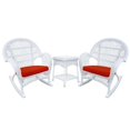 thumbnail image 1 of Jeco Ensemble de Conversation en Osier 3 Pcs Blanc avec Coussins Rouges, 1 of 2