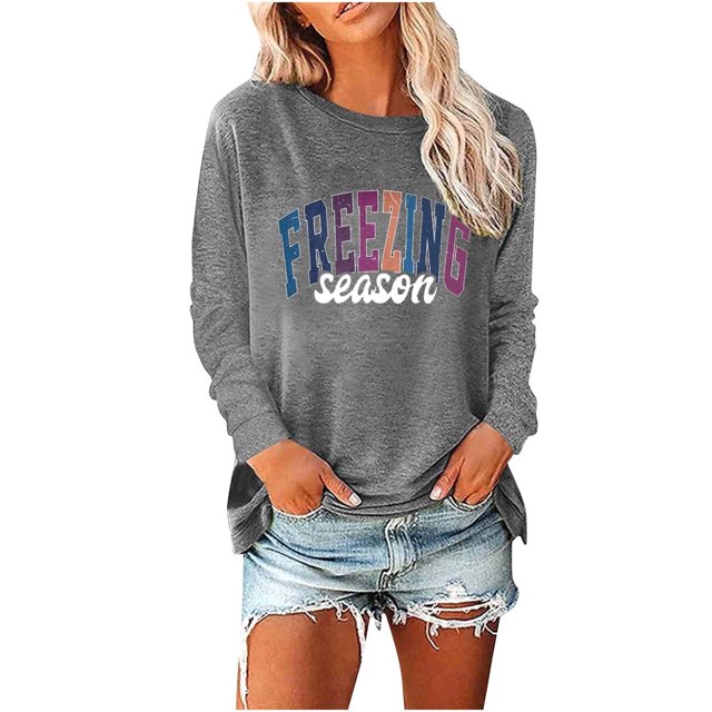 Birdeem Women's Round- Neck Christmas Printing Recreational Long Sleeve Tops
