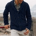 thumbnail image 2 of XZNGL Long Cardigan pour Hommes Hommes Cardigan Uni Décontracté Manches Longues Chandail à Simple Boutonnage Col Rabattu Manches Longues pour Hommes Chandail pour Hommes Décontracté, 2 of 9